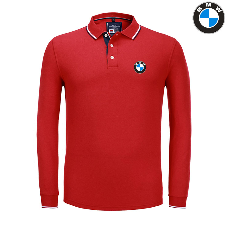 2022 Polo BMW Manche Longue Col Contrasté Coton Homme Regular Fit